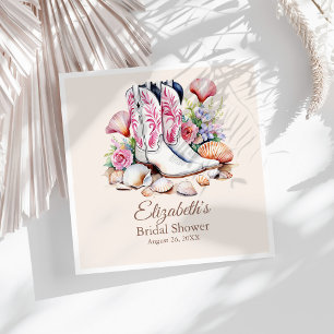 Boho Pink Coastal Cowgirl Boots Bridal Shower Napkin