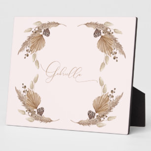 Boho Pink Custom Name Tabletop Plaque with Easel