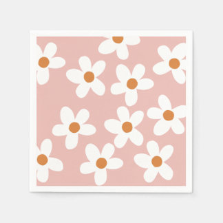 Boho Pink Daisy Birthday   Napkin
