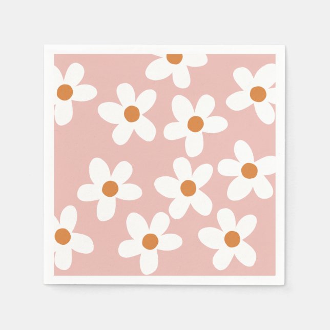 Boho Pink Daisy Birthday   Napkin (Front)