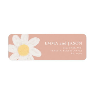 Boho Pink Daisy Floral Adresse de retour Label