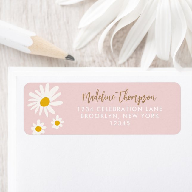 Boho Pink Daisy Flower Floral Script Typography (Insitu)