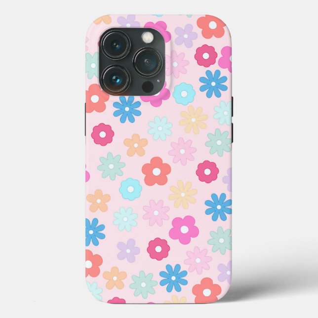 Boho Pink Daisy Flowers Pattern Case-Mate iPhone Case (Back)