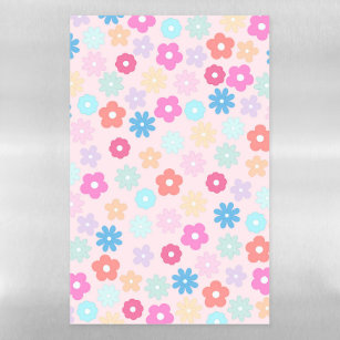 Boho Pink Daisy Flowers Pattern Magnetic Dry Erase Sheet