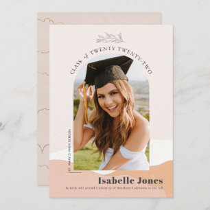 Boho Pink Desert Arch Photo Graduation Annoucement Invitation