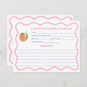 Boho Pink Doodle Citrus Bridal Shower Recipe Card