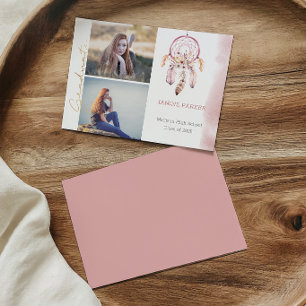 Boho Pink Dream Catcher Add Your Photos Graduation Announcement
