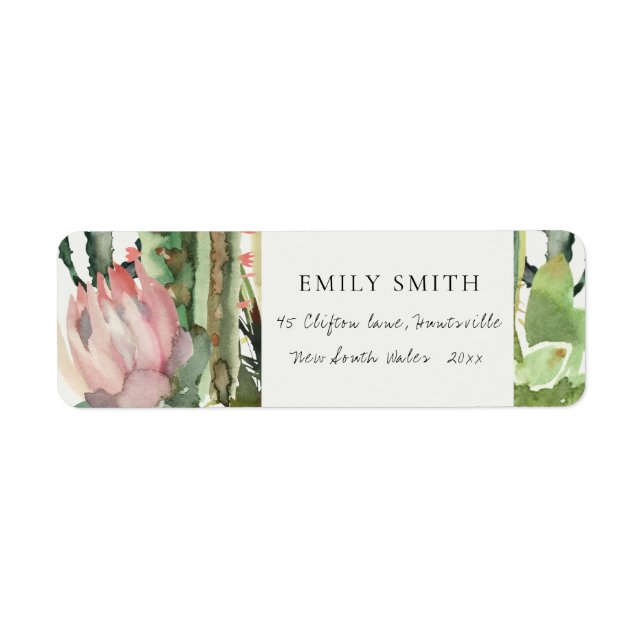 BOHO PINK FLORAL CACTI FOLIAGE ADRESSE DE COULEUR  (Devant)