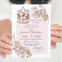 Boho Pink Floral Carousel Baby Shower