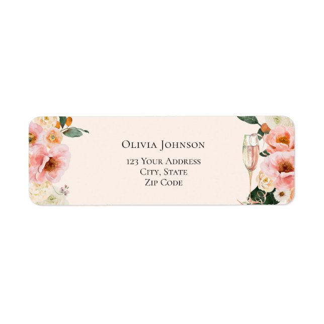 Boho Pink Floral Champagne Bridal Shower  (Front)