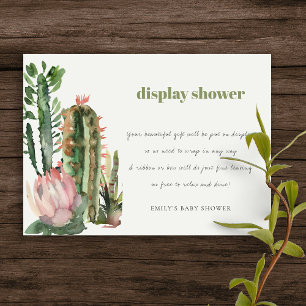 BOHO PINK FLORAL DESERT CACTI DISPLAY BABY SHOWER ENCLOSURE CARD
