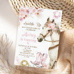 Boho Pink Floral Horse Saddle Up Birthday Invitation<br><div class="desc">Boho Pink Floral Horse Saddle Up Birthday Invitation 

Sweet horse or pony themed birthday invitation for a girl featuring a horse,  rope and cowgirl boots as well as some lovely boho floral arrangements and and horseshoe.</div>