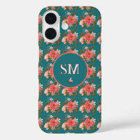  Boho Pink Floral Personalize Monogram