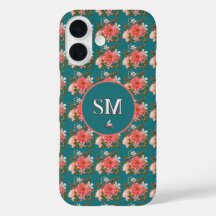 Boho Pink Floral Personalize Monogram