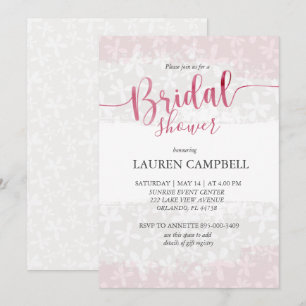 Boho Pink Floral Watercolor Bridal Shower Invitation