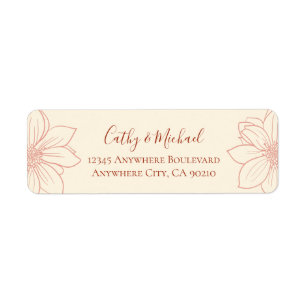 Boho pink floral wedding return address label