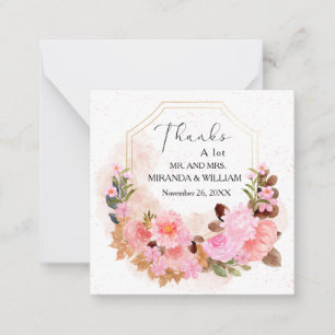 Boho Pink Floral Wedding Thank You Card 