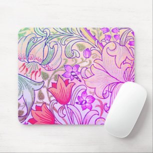 Boho Pink Floral William Morris Vintage Art Mouse Pad