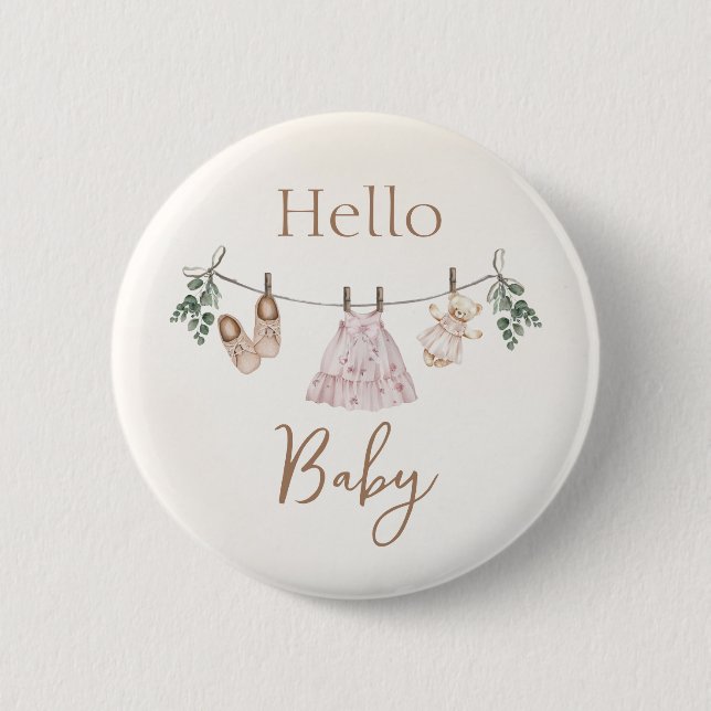 Boho pink Girl Baby Clothes  2 Inch Round Button (Front)