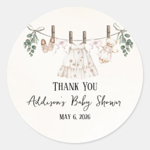 Boho Pink Girl Baby Clothes Baby Shower Classic Round Sticker