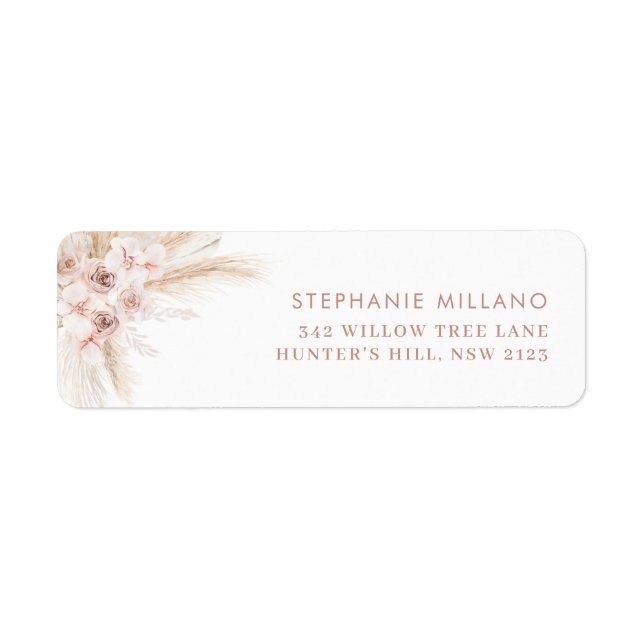 Boho Pink Girl Baptism Adresse de retour (Devant)
