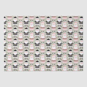 Boho Pink Green Santa Claus Christmas Holiday Xmas Tissue Paper