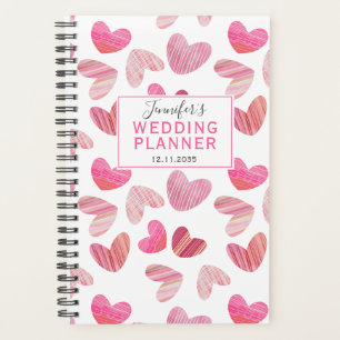 Boho Pink Heart All Over Pattern Wedding Planner