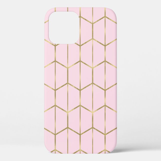 Boho Pink Hexagon Gold & Geometric Glam  Case-Mate iPhone Case (Back)