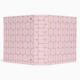 Boho Pink Hexagon Gold & Geometric Glam Office Binder