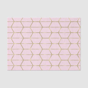Boho Pink Hexagon Gold Geometric Glam Sweet 16 Tissue Paper
