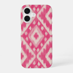 Boho Pink Ikat Design iPhone 16 Case