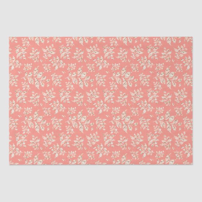 Boho pink leaf pattern tissue paper (Front)