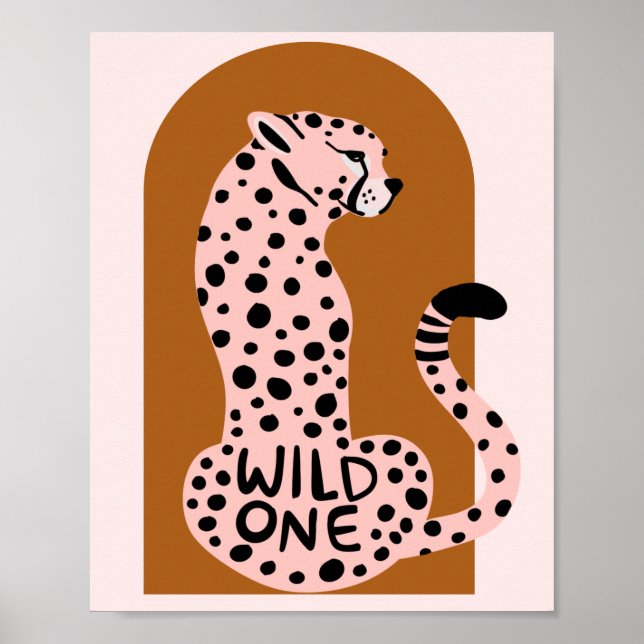 Boho Pink Leopard Wild One Art Print  (Front)