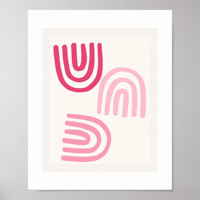 Boho Pink Minimalist wall art poster (Front)