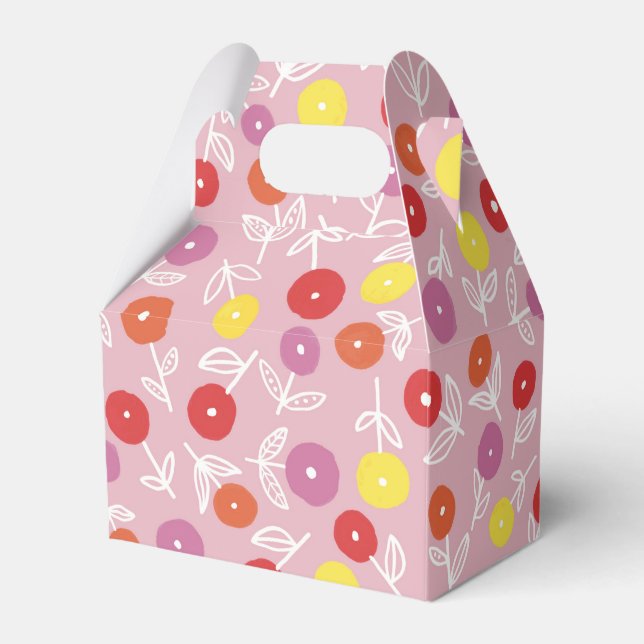 Boho Pink Modern Floral Pattern Favor Box (Front Side)