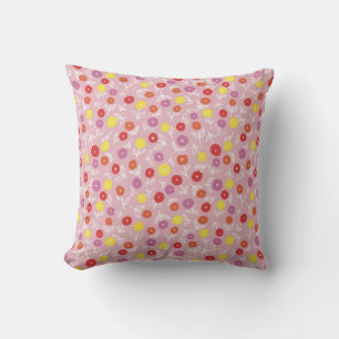 Boho Pink Modern Floral pattern Throw Pillow
