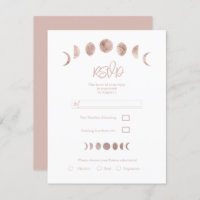 Boho Pink Moon Phases Modern Minimal Wedding RSVP 