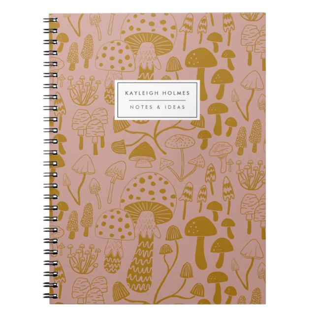 Boho Pink Mushroom Notebook (Front)