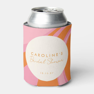 Boho Pink Orange Abstract Custom Bridal Shower Can Cooler