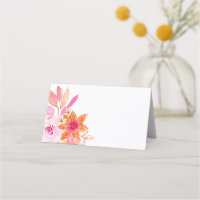 Boho Pink Orange Flowers Wedding Blank