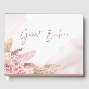 Boho Pink Pampas Baby shower d'herbe Livre d'invit
