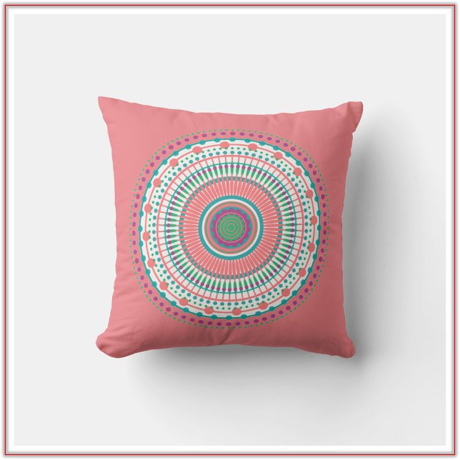 Boho Pink Pastel Mandala Throw Pillow (Creator Uploaded)