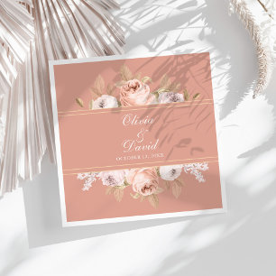 Boho Pink Peonies Wedding Napkin