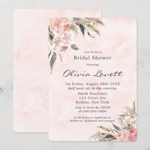 Boho Pink Peony Pampas Invitations de douche nupti