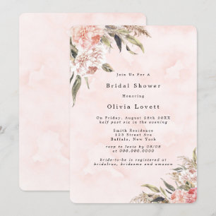 Boho Pink Peony Pampas Invitations de douche nupti