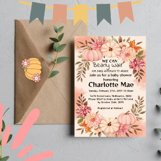 Boho Pink Pumpkin Baby Shower Invitation