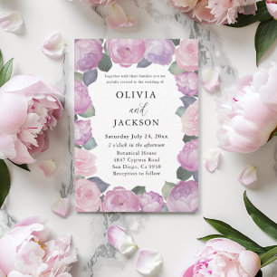 Boho Pink & Purple Floral Wedding Invitation