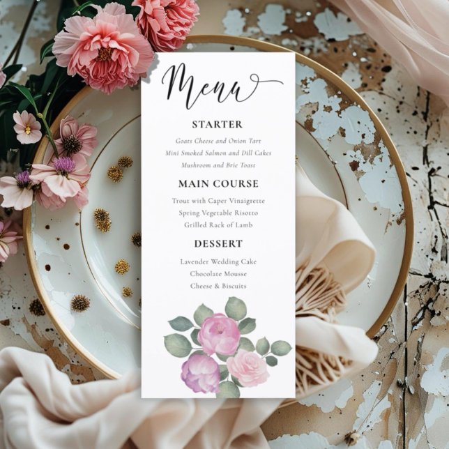 Boho Pink & Purple Floral Wedding Menu (Creator Uploaded)