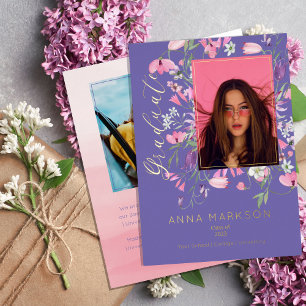 Boho Pink   Purple Watercolor Wildflowers Graduate