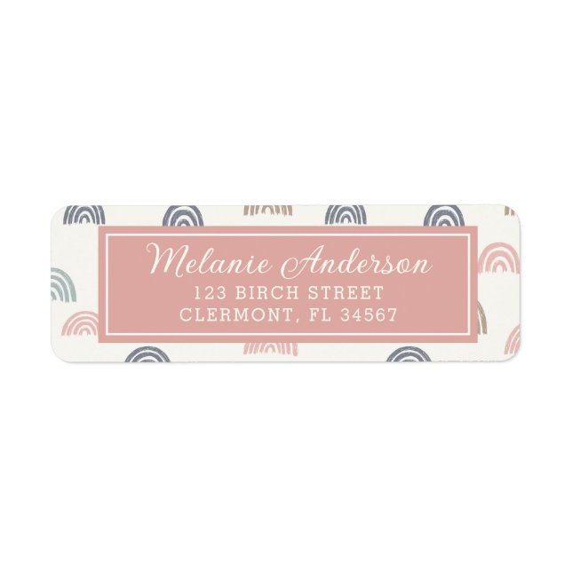 Boho Pink Rainbow Baby shower Adresse de retour (Devant)